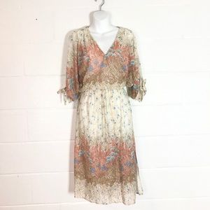 Vintage dress sheer Union made cold shoulder 70s